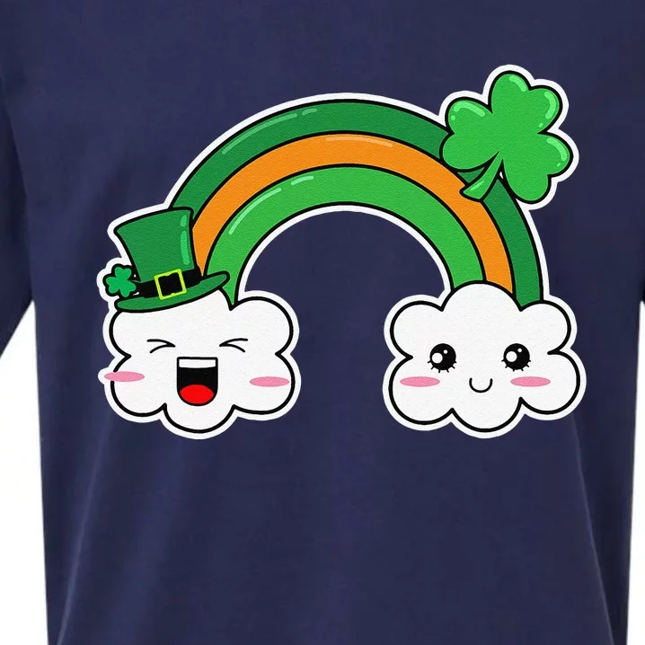 St.Patrick's Day Irish Rainbow Leprechaun Hat And Shamrock Sueded Cloud Jersey T-Shirt