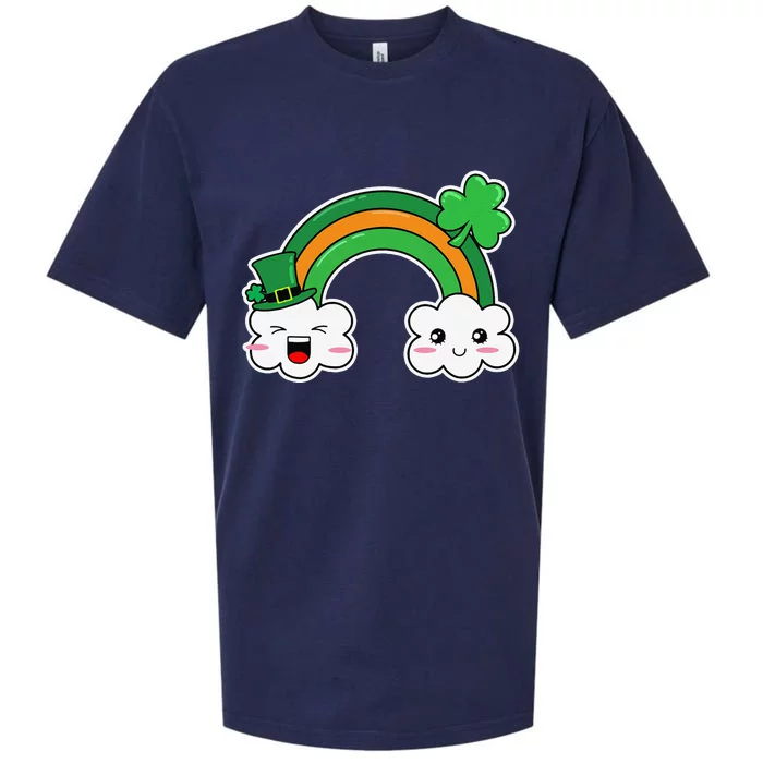 St.Patrick's Day Irish Rainbow Leprechaun Hat And Shamrock Sueded Cloud Jersey T-Shirt