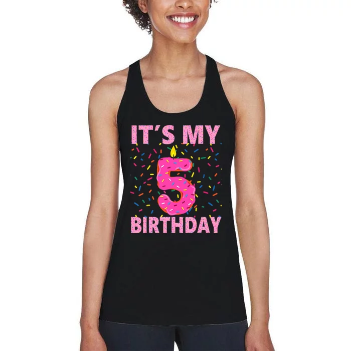 Sweet donut It's My 5th Birthday 5 Yrs Old Gifts Women's Racerback Tank