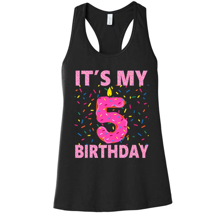 Sweet donut It's My 5th Birthday 5 Yrs Old Gifts Women's Racerback Tank