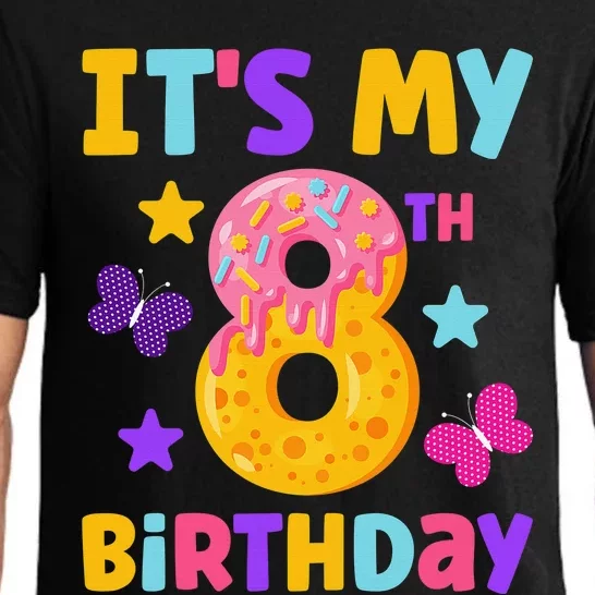 Sweet Donut It's My 8th Birthday Shirt 8 Years Old Funny Pajama Set