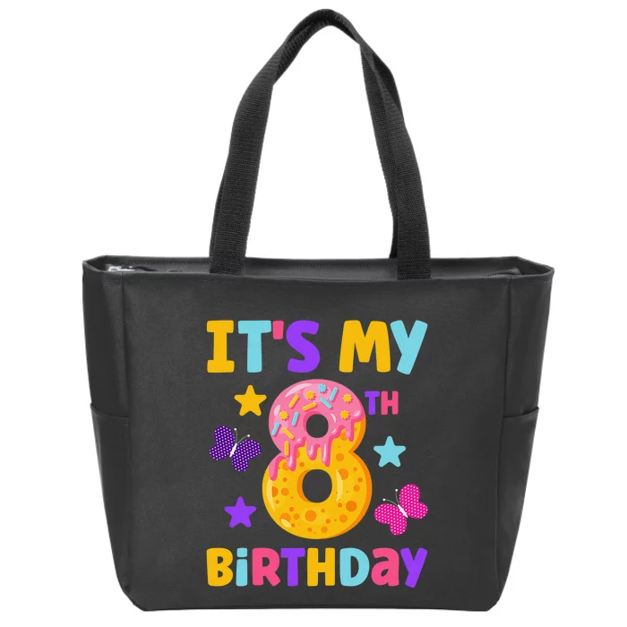 Sweet Donut It's My 8th Birthday Shirt 8 Years Old Funny Zip Tote Bag