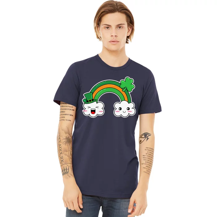 St.Patrick's Day Irish Rainbow Leprechaun Hat And Shamrock Premium T-Shirt