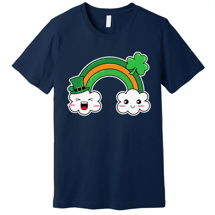 St.Patrick's Day Irish Rainbow Leprechaun Hat And Shamrock Premium T-Shirt