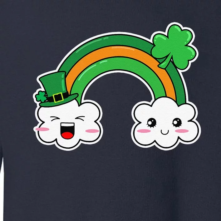 St.Patrick's Day Irish Rainbow Leprechaun Hat And Shamrock Toddler Sweatshirt