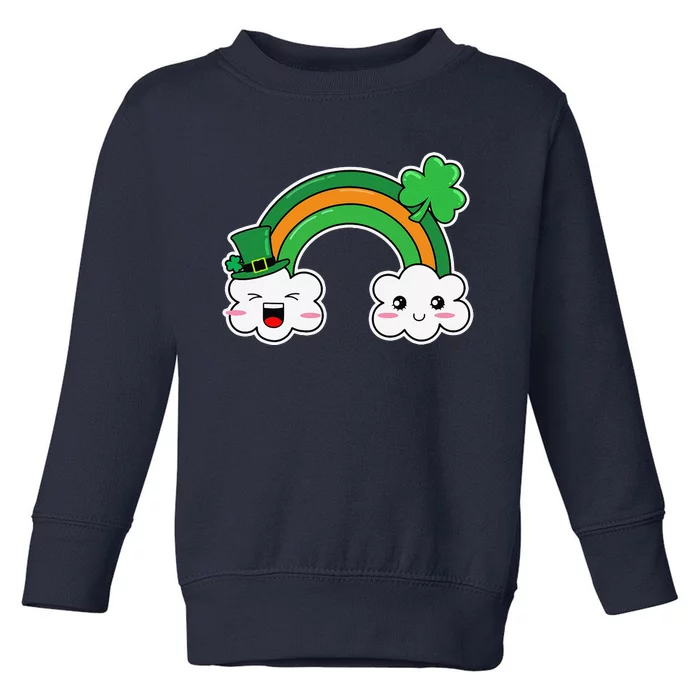 St.Patrick's Day Irish Rainbow Leprechaun Hat And Shamrock Toddler Sweatshirt