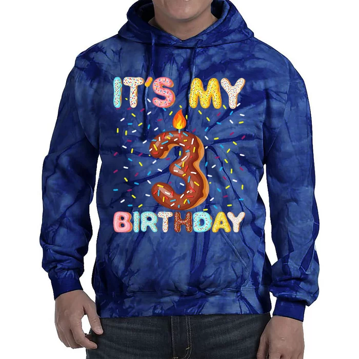 Sweet Donut It's My 3rd Birthday 3 Yrs Old Gift Tie Dye Hoodie