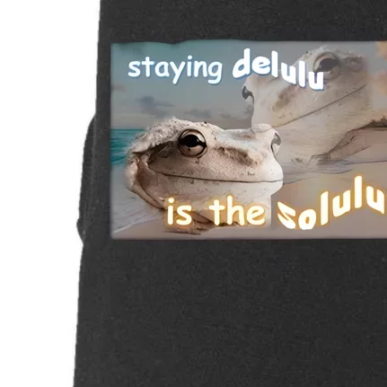 Staying Delulu Is The Solulu Frog Meme Doggie 3-End Fleece Hoodie