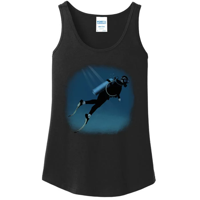 Scuba Diving Illustration Ladies Essential Tank