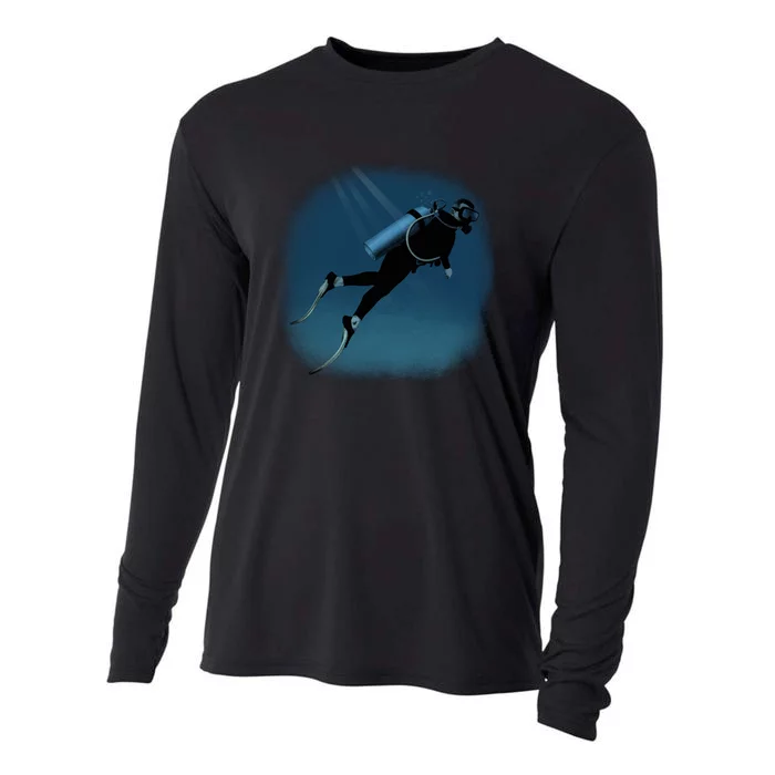 Scuba Diving Illustration Cooling Performance Long Sleeve Crew