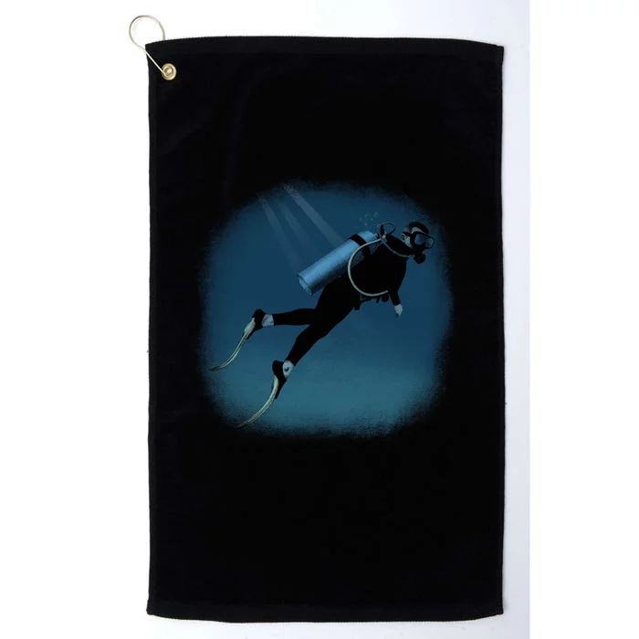 Scuba Diving Illustration Platinum Collection Golf Towel