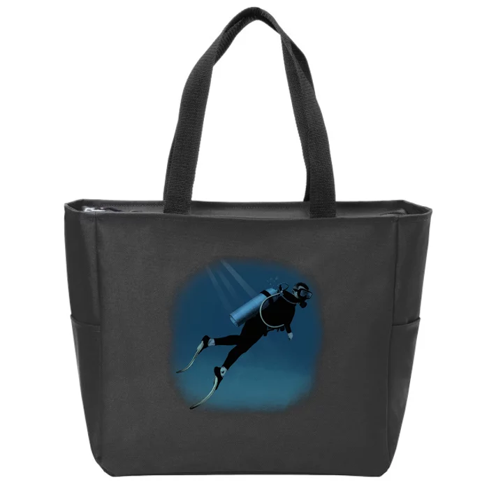 Scuba Diving Illustration Zip Tote Bag