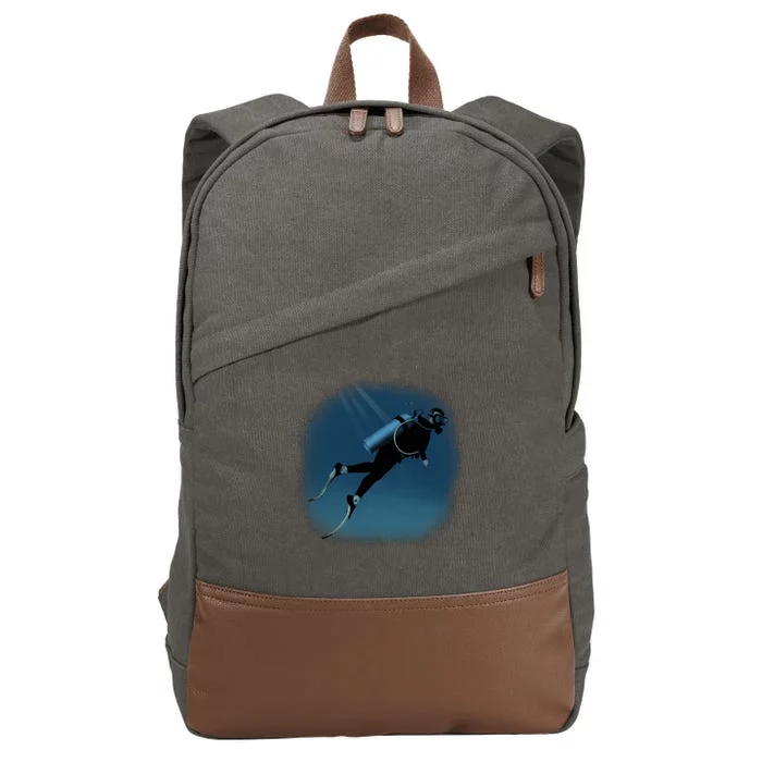 Scuba Diving Illustration Cotton Canvas Backpack