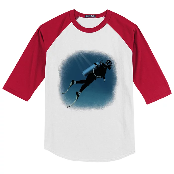 Scuba Diving Illustration Kids Colorblock Raglan Jersey