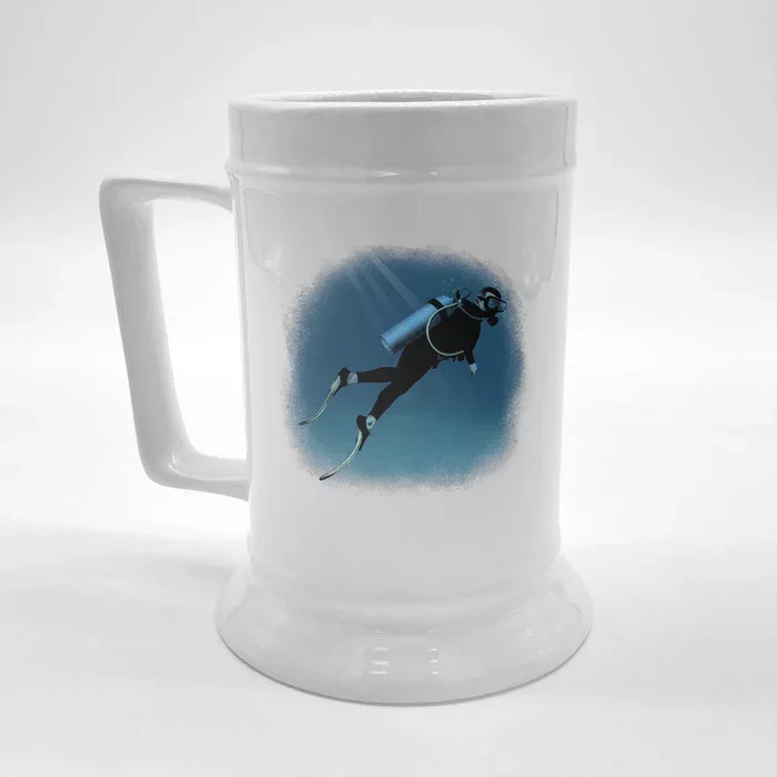 Scuba Diving Illustration Front & Back Beer Stein