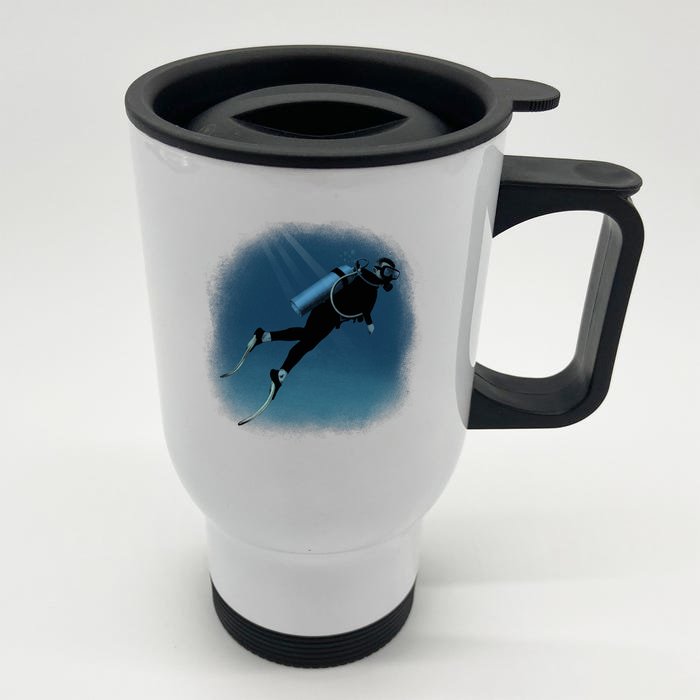 Scuba Diving Illustration Front & Back Stainless Steel Travel Mug