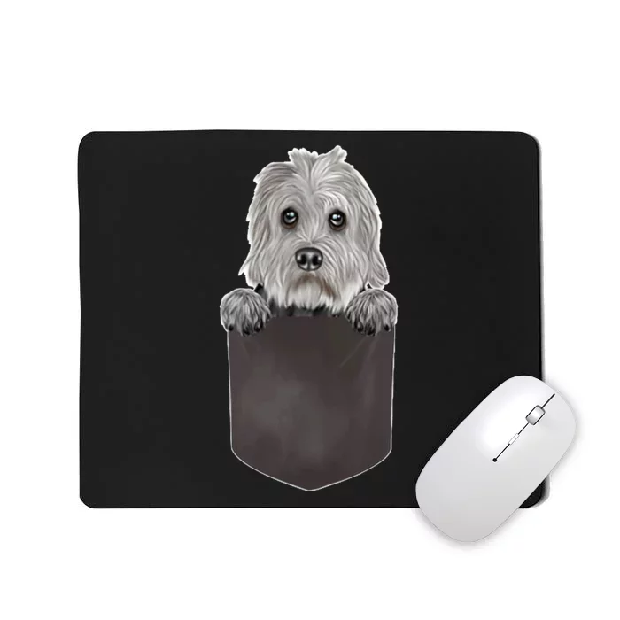 S Dog In Pocket Funny Dog Lover Dandie Dinmont Terrier V Neck Mousepad