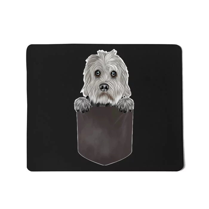 S Dog In Pocket Funny Dog Lover Dandie Dinmont Terrier V Neck Mousepad