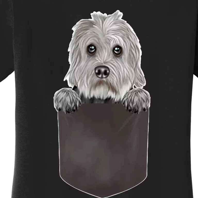 S Dog In Pocket Funny Dog Lover Dandie Dinmont Terrier V Neck Women's T-Shirt