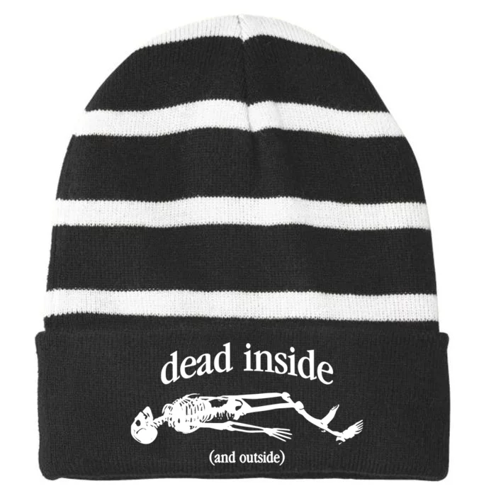 Snazzyseagull Dead Inside And Outside Skeleton Striped Beanie with Solid Band