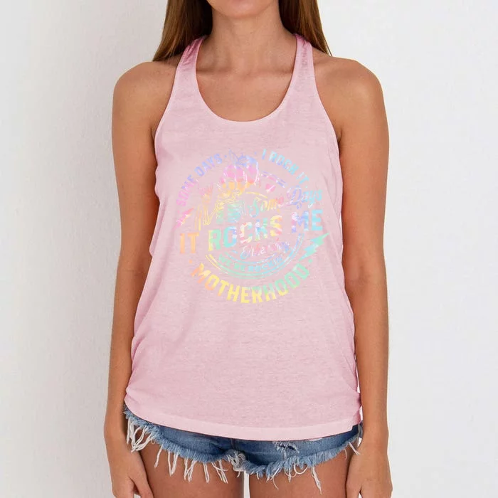 Some Days I Rock It Some Days It Rocks Me Tie Dye Skull Mom Gift Women's Knotted Racerback Tank