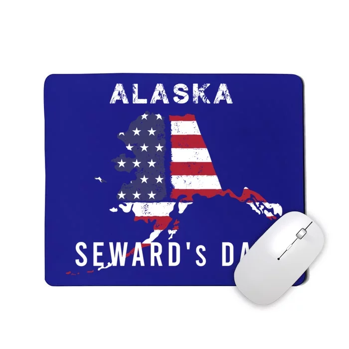 Seward's Day In The United States Alaska Map American Flag Gift Mousepad