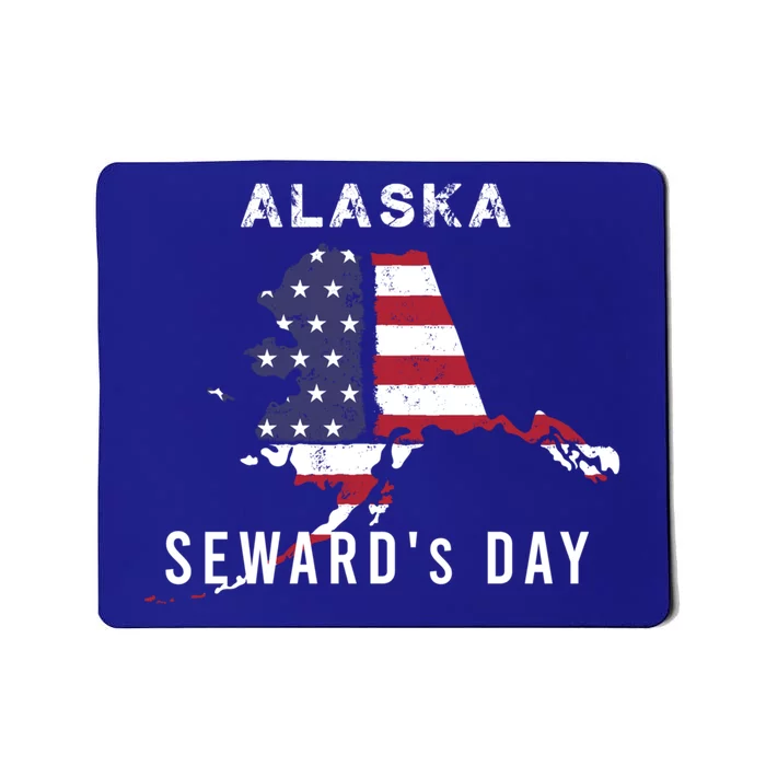 Seward's Day In The United States Alaska Map American Flag Gift Mousepad