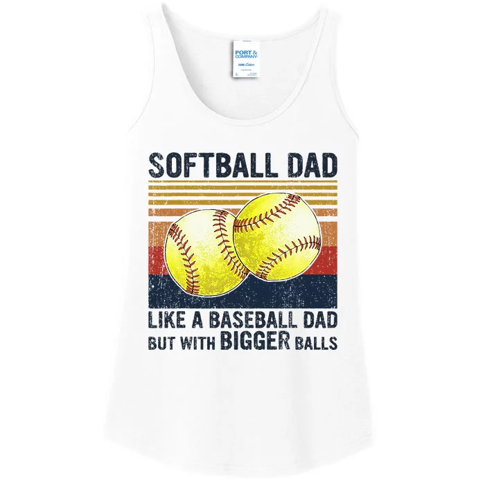 Softball Dad Just Like A Baseball Dad But With Bigger Balls Ladies Essential Tank