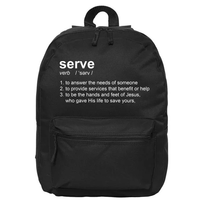 Serve Definition Jesus Christian Faith 16 in Basic Backpack