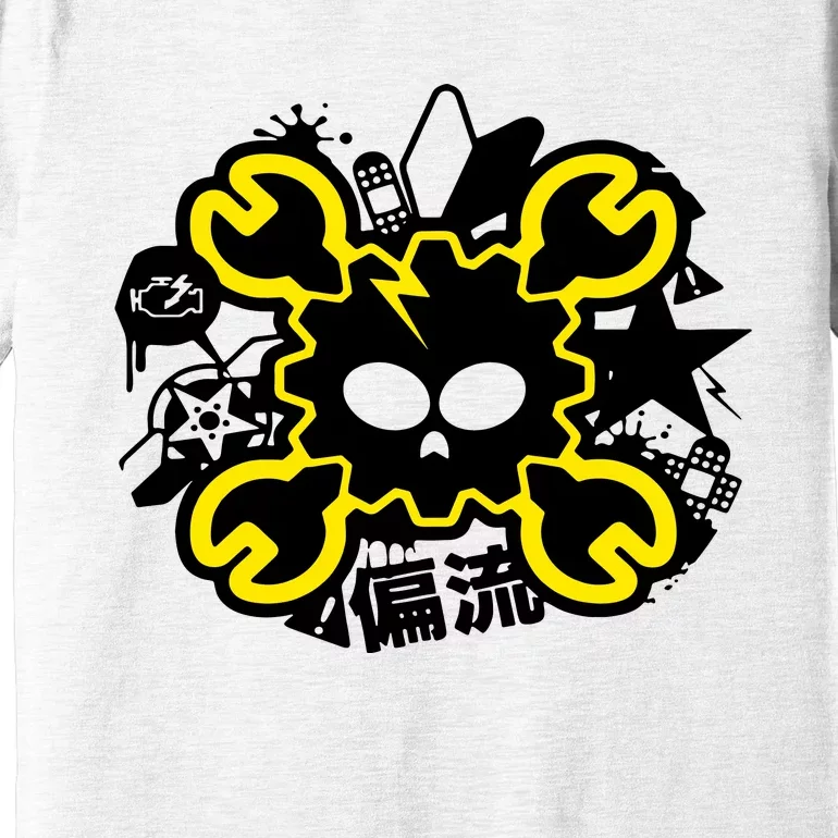 Skull Drift Japanese Kanji Jdm Car Auto Premium T-Shirt