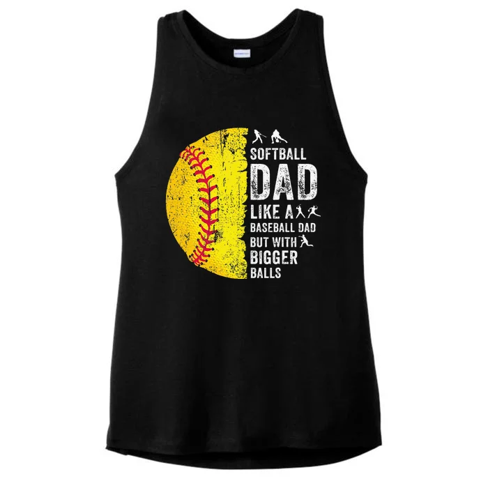 Softball Dad Just Like A Baseball Dad But With Bigger Balls Ladies Tri-Blend Wicking Tank