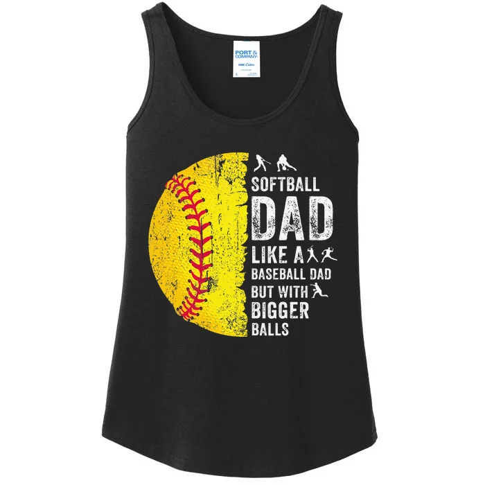 Softball Dad Just Like A Baseball Dad But With Bigger Balls Ladies Essential Tank