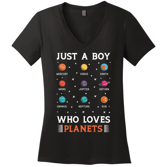 Space Design Just A Who Loves Planets Women's V-Neck T-Shirt