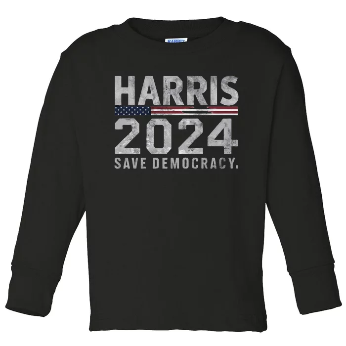 Save Democracy Kamala Harris For President 2024 Toddler Long Sleeve Shirt