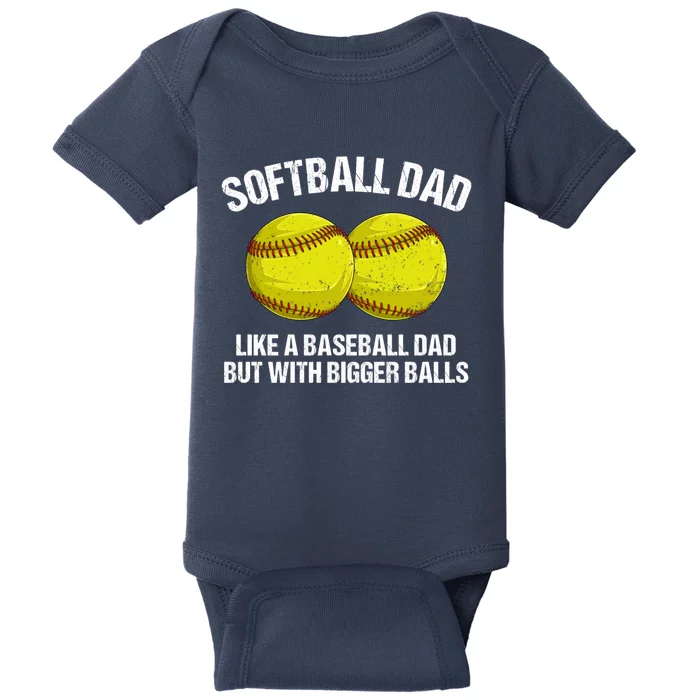 Softball Dad Like A Baseball Dad But With Bigger Balls Baby Bodysuit