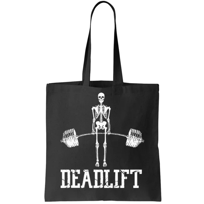 Skeleton Dead Lift Funny Halloween Lifting Weights Vintage Tote Bag