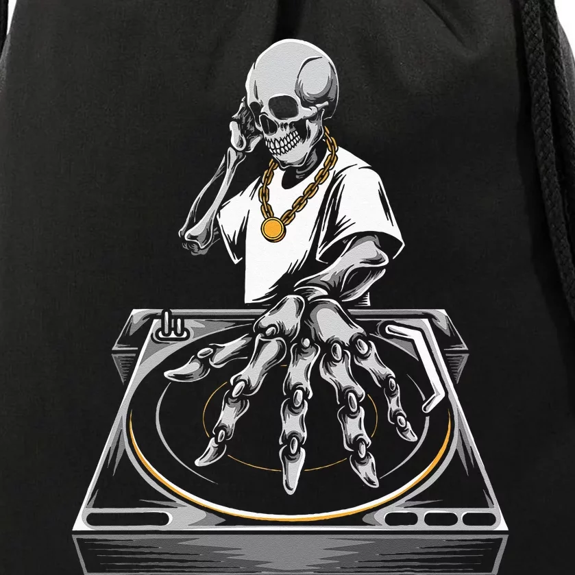 Skeleton DJ Lazy Halloween Costume Skull Disc Jockey Drawstring Bag