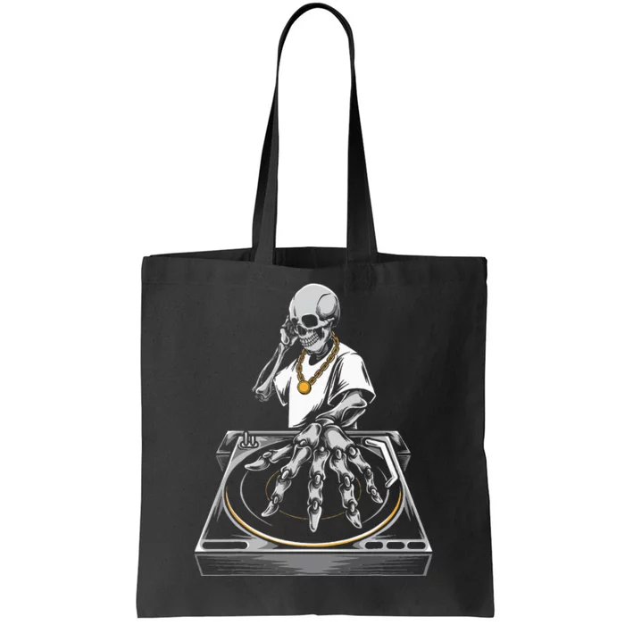 Skeleton DJ Lazy Halloween Costume Skull Disc Jockey Tote Bag