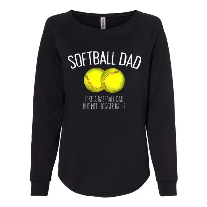 Softball Dad Like A Baseball Dad But With Bigger Balls Womens California Wash Sweatshirt