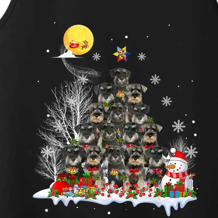 Schnauzer Dog Lover Matching Santa Christmas Tree Gift Performance Tank