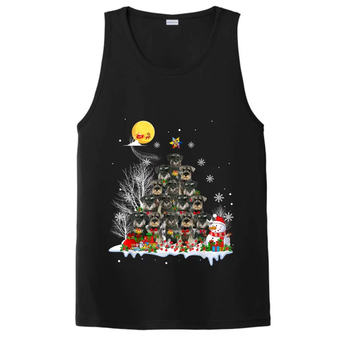 Schnauzer Dog Lover Matching Santa Christmas Tree Gift Performance Tank