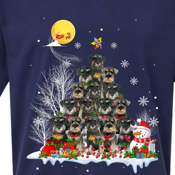 Schnauzer Dog Lover Matching Santa Christmas Tree Gift Sueded Cloud Jersey T-Shirt