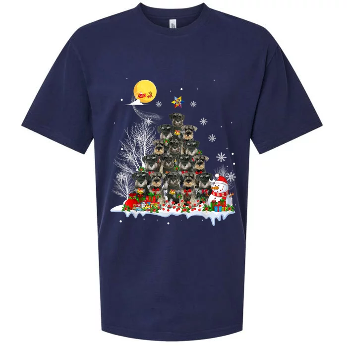 Schnauzer Dog Lover Matching Santa Christmas Tree Gift Sueded Cloud Jersey T-Shirt