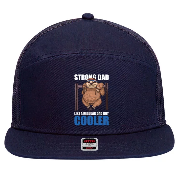 Strong Dad Like A Regular Dad But Cooler For Father's Day Cool Gift 7 Panel Mesh Trucker Snapback Hat