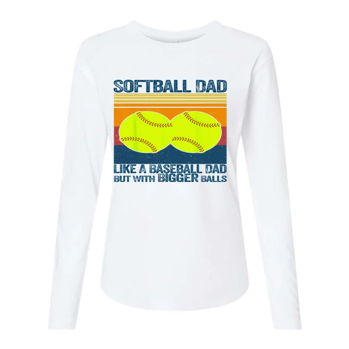 Softball Dad Like A Baseball Dad But With Bigger Balls Gifts Womens Cotton Relaxed Long Sleeve T-Shirt