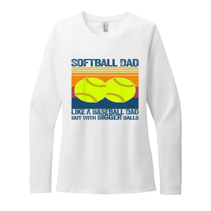 Softball Dad Like A Baseball Dad But With Bigger Balls Gifts Womens CVC Long Sleeve Shirt