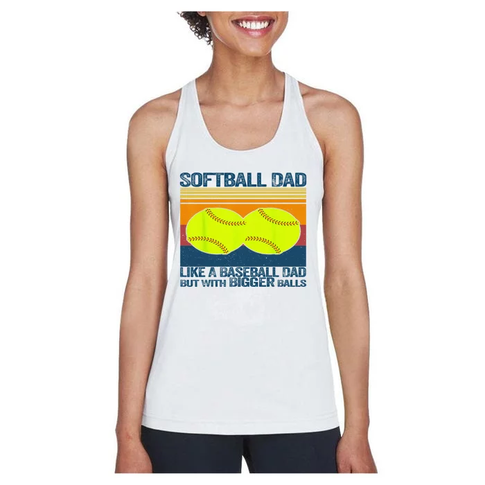 Softball Dad Like A Baseball Dad But With Bigger Balls Gifts Women's Racerback Tank