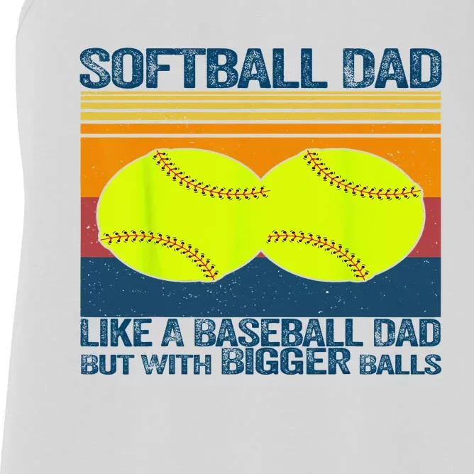 Softball Dad Like A Baseball Dad But With Bigger Balls Gifts Women's Racerback Tank