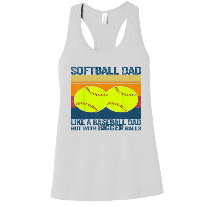 Softball Dad Like A Baseball Dad But With Bigger Balls Gifts Women's Racerback Tank