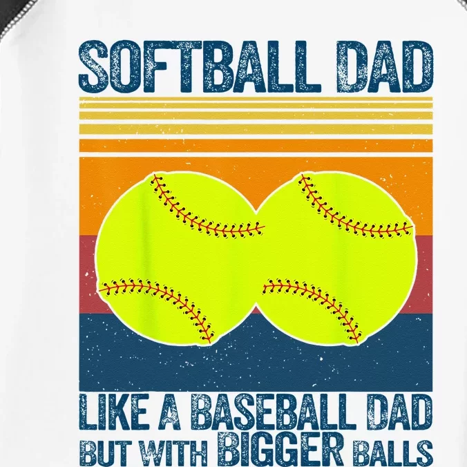 Softball Dad Like A Baseball Dad But With Bigger Balls Gifts Infant Baby Jersey Bodysuit